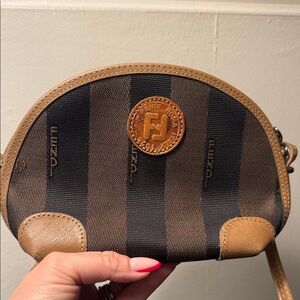 Fendi Tan and Black Striped Mini Shoulder Bag